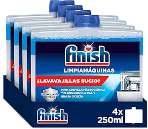 پاک کننده ماشین ظرفشویی فینیش – پاک کننده ماشین مایع در برابر رسوبات آهک و چربی – بسته اقتصادی 4 x 250 میلی لیتری مراقبت از ماشین