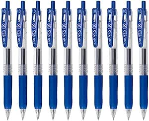 Zebra Sarasa Clip 1.0 قلم جوهر ژل جمع شونده، دستگیره لاستیکی، 1.0 میلی متر، جوهر آبی، مجموعه ارزش 10 تایی