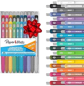 Paper Mate ژل خودکار InkJoy Pack Ultimate، خودکار جمع شونده، دارای قلم های کلاسیک، روشن!، و فلزی، متنوع، 30 عدد
