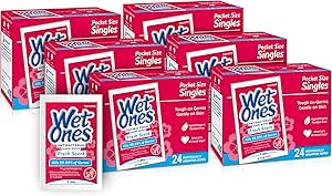 دستمال مرطوب دست آنتی باکتریال وت وانز سینگل,دستمال مرطوب عطری تازه | دستمال مرطوب انفرادی، دستمال مرطوب آنتی باکتریال، دستمال مرطوب دستی به صورت جداگانه| 24 ct. (6 بسته)