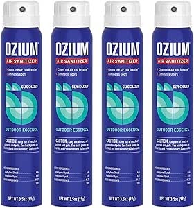 اوزیوم 3.5 اونس. بسته 4 ضد عفونی کننده هوا و رفع بو برای خانه ها، اتومبیل ها، ادارات و موارد دیگر، اسانس در فضای باز، بسته 4، MULTI