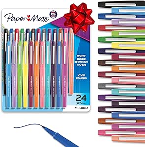 قلم‌های نمدی کاغذی Mate قلم‌های نشانگر Flair، نقطه متوسط، متنوع، 24 تعداد