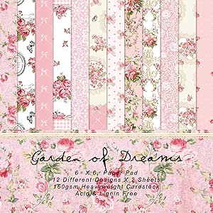 پدهای کاغذی پس‌زمینه 24 برگه کتاب اسکرپ‌بوکینگ 6 اینچ و 6 اینچی پد اسکرپ‌بوکینگ صورتی رمانتیک با الگوی فنری پد دکوپاژ مجموعه آلبوم دفترچه کاغذ تزئینی برای بسته‌بندی کادویی ساخت کارت‌های صنایع دستی DIY (B)