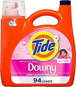 صابون مایع لباسشویی Tide plus Downy، رایحه تازه آوریل، سازگار با HE، 94 بار، 132 اونس (بسته بندی ممکن است متفاوت باشد)
