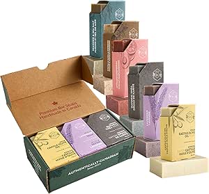 مجموعه جعبه 6 بسته صابون پوست خشک Crate 61 Organics، صابون باری فرآیند سرد 100% گیاهی، معطر شده با اسانس های مرغوب و طعم های طبیعی، برای مردان و زنان، صورت و بدن.