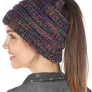 انحصاری Funky Junque کلاه دم اسبی زنانه Beanie Tail کلاه جمجمه مستی آشفته