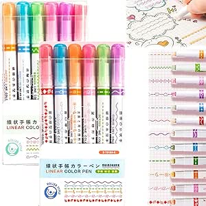 قلم حاشیه جادویی، مجموعه قلم هایلایتر منحنی 6 رنگ، قلم تزئینی نوع پرس شکل ناز، خودکار طراحی حاشیه، مجموعه قلم های منحنی، قلم های سرگرم کننده با اشکال مختلف، نشانگرهای تغییر رنگ جادویی