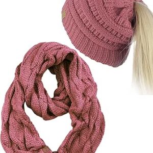 ست روسری بافی و روسری حلقه بی‌نهایت C.C BeanieTail کثیف بند بلند