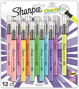 هایلایتر Sharpie هایلایتر با نمای شفاف با دسته نوک اسکنه شفاف 12 تعداد