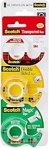 Scotch Tapes Promo 4 – نوار جادویی + نوار شفاف + نوار دو طرفه، پخش کننده نوار مختلف برای همه موارد، بهترین را انتخاب کنید، 3 توزیع کننده / بسته