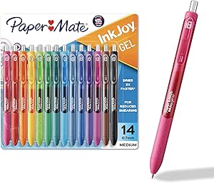 قلم قابل جمع شدن ژل Paper Mate Inkjoy، 0.7 میلی متر، جوهر، بسته 14، متنوع (1951636)