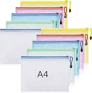 کیف پول های پلاستیکی SYOSI کیف پول های زیپ A4 کیف های مش پلاستیکی پوشه فایل سند کیسه زیپ A4 کیسه های زیپ قفل دار کیف های قفل زیپ A4 کیف فایل های مشبک زیپ، 10 عدد