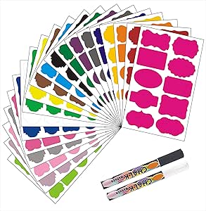 برچسب های تخته گچی Premify 200 عددی، برچسب های نام برچسب بطری آب ضد آب مهدکودک با 2 نشانگر گچی، بطری های قابل استفاده مجدد کودک، فنجان، جعبه ناهار، لوازم مدرسه، ظروف آشپزخانه و شیشه