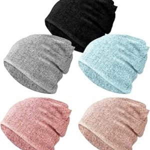 کلاه 5 تکه زنانه شیمی زنانه، روسری نرم و کشدار سرطانی برای بیماران سرطانی و زنان دختر چند رنگ، چند رنگ، 5-8