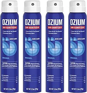 اوزیوم 3.5 اونس. ضد عفونی کننده هوا و از بین برنده بو برای خانه ها، اتومبیل ها، ادارات و موارد دیگر، رایحه اصلی، بسته 4