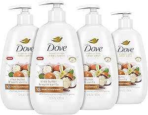 Dove Advanced Care Hand Wash کره شی و وانیل گرم 4 تعداد برای پوست نرم و صاف، مرطوب کننده بیشتر از صابون دست معمولی، 12 اونس