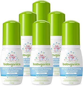 ضد عفونی کننده دست کف بدون الکل Babyganics، بدون عطر، در حال حرکت، 50 میلی لیتر (1.69 اونس)، بطری پمپ (بسته 6 عددی)