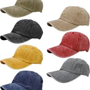 7 عدد کلاه بیسبال شسته شده کلاه بیسبال گلف مضطرب با اندازه قابل تنظیم پنبه راحت برای مردان و زنان بزرگسالان پیاده روی ورزش در فضای باز (چند رنگ)، رنگارنگ، M