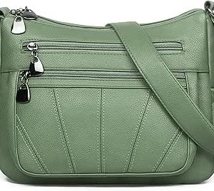 کیف دستی زنانه VOLGANIK ROCK کراس بادی زنانه کیف شانه چرم نرم PU کیف دستی مد روز کیف دستی دسته بالا، 1396-سبز روشن