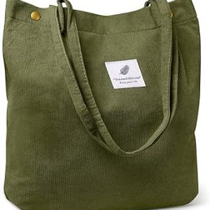 کیف زنانه Ndeno کیف شانه خواربار فروشی با جیب داخلی برای کار ناهار ساحل سفر خرید کیف دستی خریدار، ارتشی سبز، بزرگ