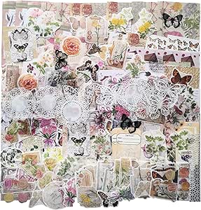 لوازم قدیمی اسکرپ بوک استیکرهای زیبای دفترچه یادداشت برای ژورنالینگ، ژورنال آشغال، ژورنال کاغذی اسکرپ بوک لوازم برای بسته هدایای پلنر دکور کلاژ کاردستی (260 عدد)
