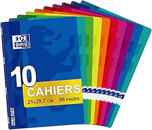Oxford OpenFlex – بسته 10 نوت بوک A4 (21 x 29.7 سانتی متر) 96 صفحه جلد پلی پروپیلن سیس مربع بزرگ با باز شدن آسان رنگ های متنوع