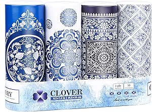 CLOVER Car Round Card Tissue Box, Perfect Fit Fay Holder Face, حوله صورت لوله سیلندر، دستمال 4 قوطی سه لایه خودرو برای مسافرتی Tissue Bulk Fit Car, Home, Office, School
