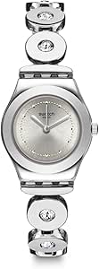 Swatch Women’s Time (هسته) بند استیل کوارتز سوئیسی، خاکستری، 12 ساعت معمولی (مدل: YSS317G)، خاکستری