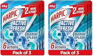 بلوک توالت تازه Harpic Active، Marine Splash – 35 G X 3 (2+1 رایگان) (بسته 2 عددی)