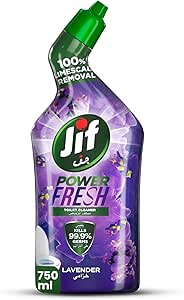 مایع پاک کننده توالت JIF Power Fresh، اسطوخودوس، 100% پاک کننده آهک، 99.9% میکروب ها را می کشد، 750 میلی لیتر