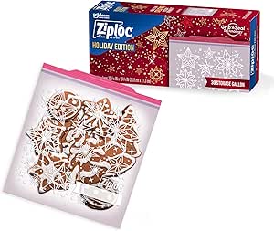 کیسه‌های ذخیره‌سازی مواد غذایی Ziploc Gallon، فناوری Grip’n Seal برای گرفتن آسان‌تر، باز کردن و بستن، بسته‌بندی تعطیلات ممکن است متفاوت باشد، تعداد 30 عدد (بسته 4 عددی)