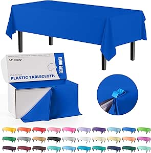 رول رومیزی مستطیل شکل پلاستیکی آبی تیره 54×300 اینچ با کاتر توکار – 300 فوت، تمام فصل، 1 تعداد