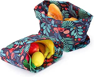 کیسه های نگهداری مواد غذایی موم زنبور عسل – کیسه های نان قابل استفاده مجدد با کاغذ موم طبیعی، 14×10 اینچ، بسته بندی های سازگار با محیط زیست برای خمیر ترش، ساندویچ، پنیر، میوه، تنقلات و برگ (2 بسته)