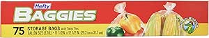 کیسه های نگهداری مواد غذایی Hefty Baggies، اندازه گالن، کراوات چرخشی، تعداد 75 (بسته 9 تایی)، 675 مجموع