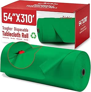 رومیزی پلاستیکی، 310 فوت X 54 در پارچه رومیزی پلاستیکی رومیزی یکبار مصرف سبز رنگ ممتاز PEVA with Any Cut Sliding Cutters رومیزی یکبار مصرف برای پیک نیک، مهمانی، تولد، جشنواره