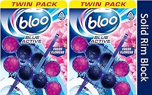 بلوک های رینگ توالت بلوک بلوک آبی فعال تازه گل دوقلو – 2x2x50 گرم – (4 بلوک رینگ)