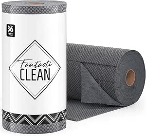 پارچه تمیزکننده میکروفیبر Fantasticlean – 18 اینچ در 12 اینچ، تشک های قابل شستشو و رول حوله آشپزخانه، پارچه ظرف ضخیم (36 برگ)