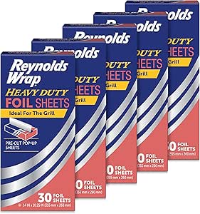 ورق‌های فویل آلومینیومی سنگین پاپ‌آپ پیش‌برش رینولدز، 14 در 10.25 اینچ، 30 برگ (بسته 5 تایی)، 150 عدد در مجموع