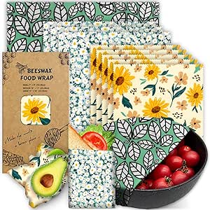 PICcircuit Beeswax Wrap, 9 Pack Beeswax Wraps for Food Storage, Organic, Sustainable, Beeswax Food Wraps, Zero Waste Food Reusable Food Wrap Beeswax Paper 1L, 3M, 5S Plants Sandwich Papers
