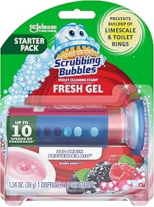 تمبر تمیزکننده کاسه توالت ژل تازه حباب های تمیز کننده، به تمیز نگه داشتن توالت کمک می کند و به جلوگیری از آهک و حلقه ها، بوی ترکیدن توت، 6 تمبر کمک می کند
