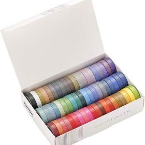 نوارهای کاغذی STOBOK 60 Roll Basic Washi با رنگ های خالص متنوع برچسب های نوار شیک بسته بندی هدیه DIY دکور کاغذی نوار کاردستی