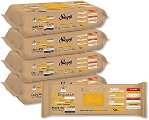 دستمال مرطوب تمیز کننده سطحی قابل تجزیه زیست تخریب پذیر Sleepy Easy Clean | افزودنی میخک و دارچین | 200 برگ | بسته 4*50