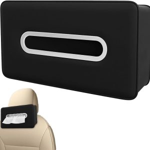 STHIRA® Car Tissue Box Headrest-mount Box Taissue Car Tissue Box with Quick Release Buckle, Fashion PU Tissue Organizer Universal Tissue Paper Case 9.65x 5.3x 3.54”