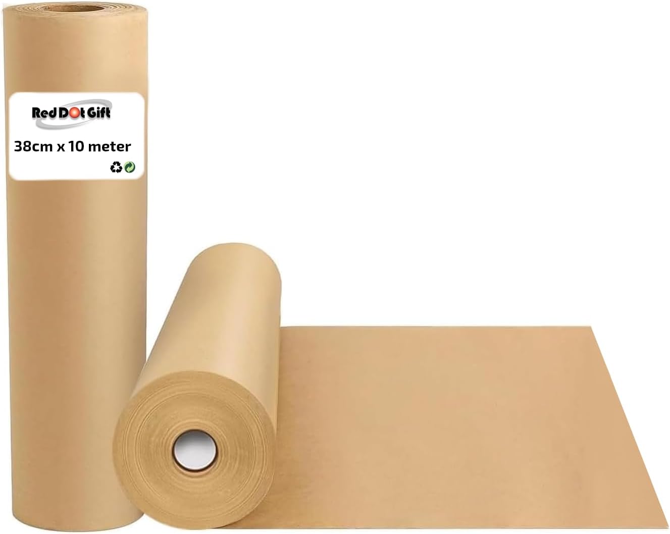 رول کاغذ بسته بندی کرافت 1 رول Red Dot Gift® (38 سانتی متر در 10 متر) مواد بازیافتی زیست تخریب پذیر، کاغذ بسته بندی طبیعی (کرافت، 38 سانتی متر در 10 متر)