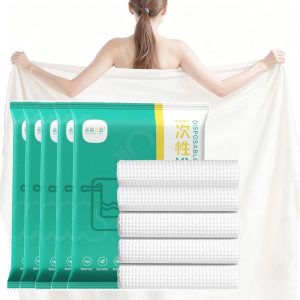 حوله حمام یکبار مصرف برای مسافرت، 5 بسته حوله بدن بزرگ 70 در 140 سانتی متر، حوله دوش یکبار مصرف بسته بندی شده برای کمپینگ و بهداشت