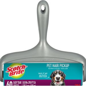 غلتک سطح بزرگ پیکاپ موی حیوان خانگی Scotch-Brite™ 839LSR-60-4، 8 اینچ × 29.8 فوت (20.3 سانتی متر در 9.08 متر)، 4/1