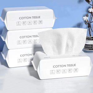 Fawoonu 4 Packs حوله یکبار مصرف یکبار مصرف حوله نرم پاک کننده صورت پارچه پنبه ای مرطوب خشک دستمال مرطوب پاک کننده آرایش حوله برای مراقبت از پوست