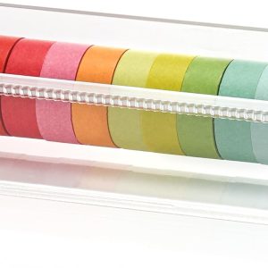 نگهدارنده نوار چسب اکریلیک Washi 7 in Sticker Roll Cutter ماسک چسب نگهدارنده Washi Tape Organizer Clear Tape Dispenser for Office Home School (غیر شامل نوار)