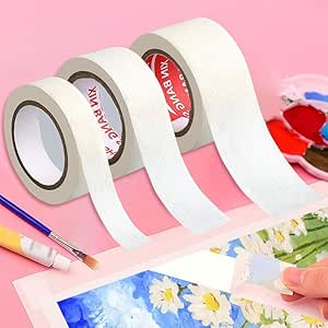 3 بسته نوار هنرمند سفید، نوار نقاب هنرمندان برای نقاشی پیش نویس طرح بوم اسکچ بوم Edge Tear by Hand for Artists Crafters, 0.59 0.79 1.18 اینچ پهنا 32.8 FT طول کل