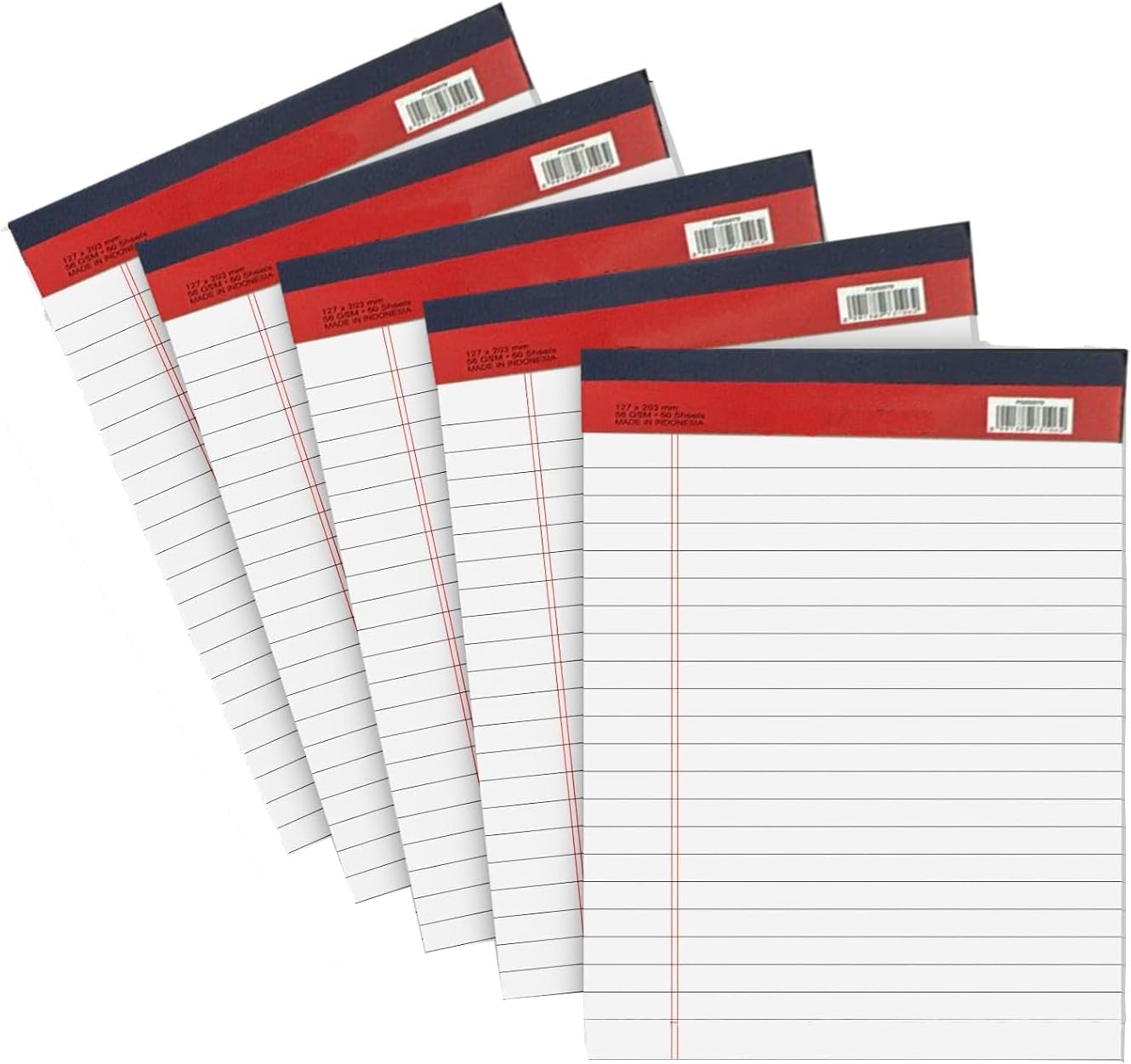 Markq Single line Legal A5 Notepad, 40 Sheets, White, Pack of 5 Notepad - Total 200 Sheets